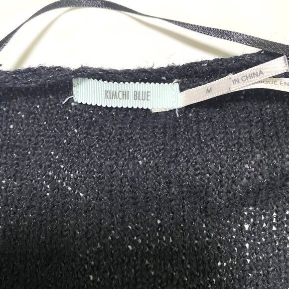 Kimchi Blue Faux Wrap Long Sleeve Black Sweater Size Medium Casual Dressy - Picture 6 of 8